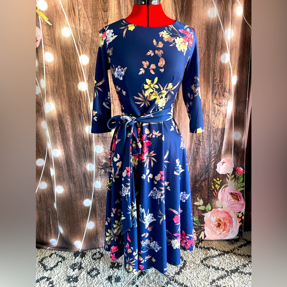 Floral Blue Midi Dress #6